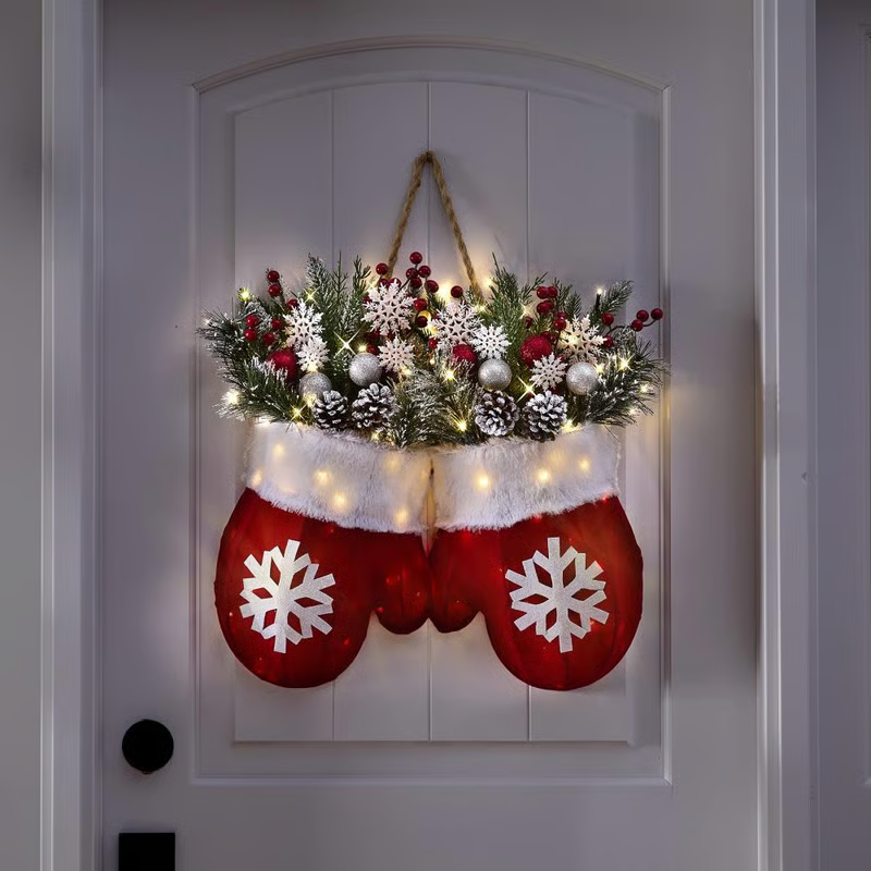Funkelnder Christstulpen-Kranz mit 120 LED-Lichtern & 10h Auto-Timer