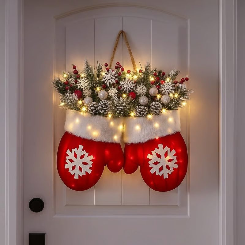 Funkelnder Christstulpen-Kranz mit 120 LED-Lichtern & 10h Auto-Timer