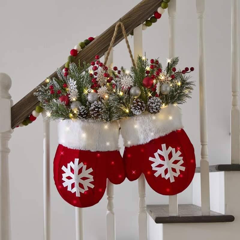 Funkelnder Christstulpen-Kranz mit 120 LED-Lichtern & 10h Auto-Timer