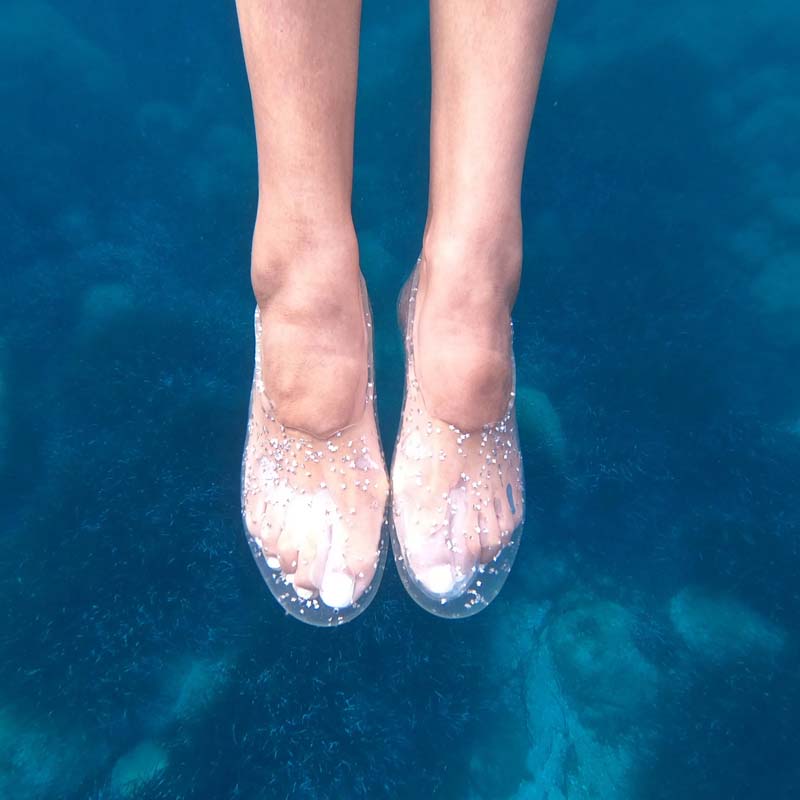 Silver Stars – Transparente Glitzerschuhe