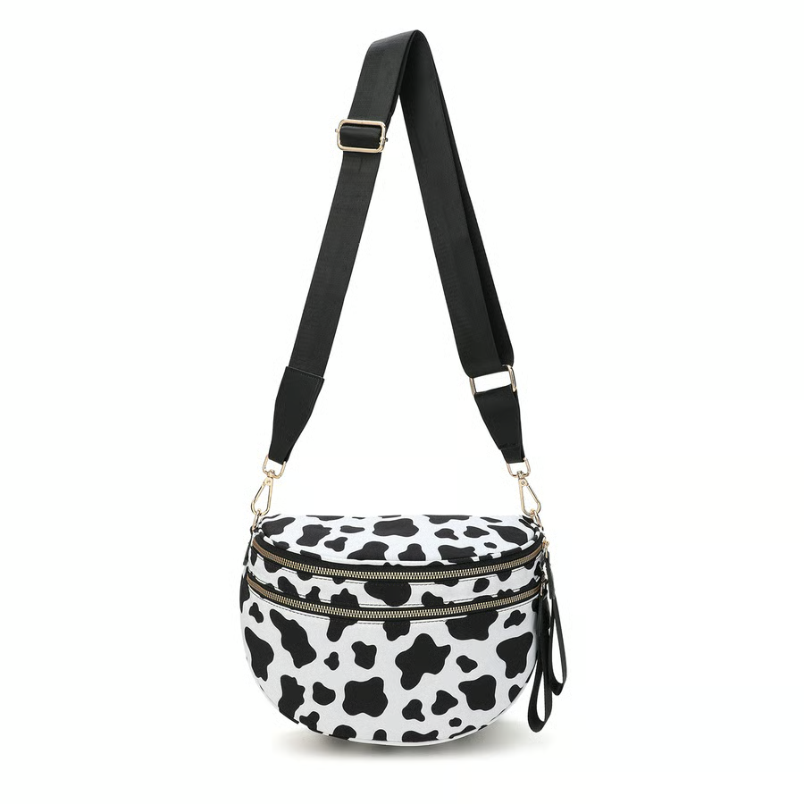 Schwarz-weiß kariertes Nylon-Bauchtasche