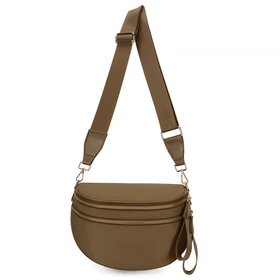 Schwarz-weiß kariertes Nylon-Bauchtasche