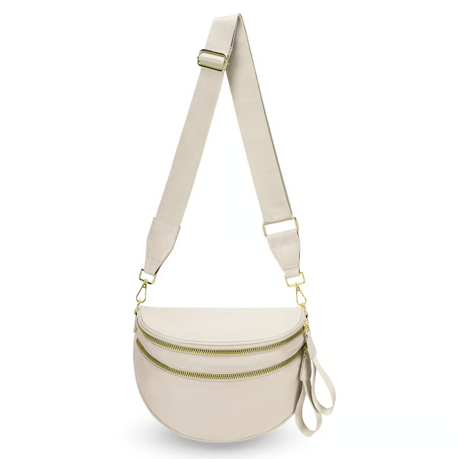 Schwarz-weiß kariertes Nylon-Bauchtasche