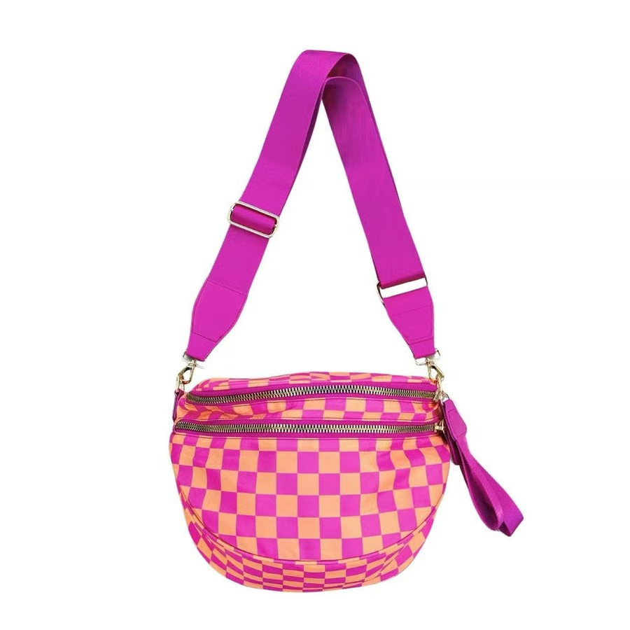 Schwarz-weiß kariertes Nylon-Bauchtasche