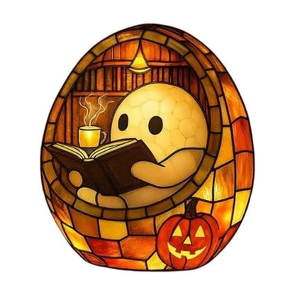 3D-Halloween-Geisterlampe aus gebeiztem Harz