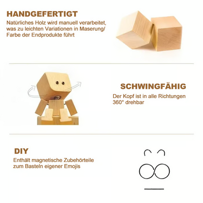 Wippendes Holzmännchen Mit Wohlfühl-Lächeln – Kreatives Auto-Duftaccessoire