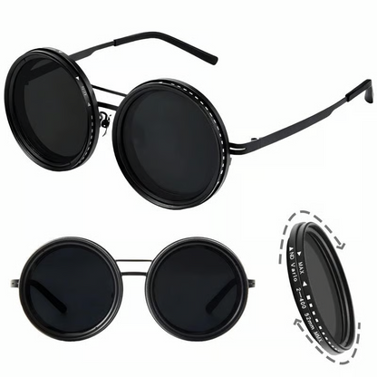 Verstellbare getönte runde polarisierte Gläser Retro-Sonnenbrille
