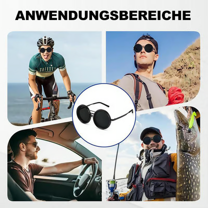 Verstellbare getönte runde polarisierte Gläser Retro-Sonnenbrille