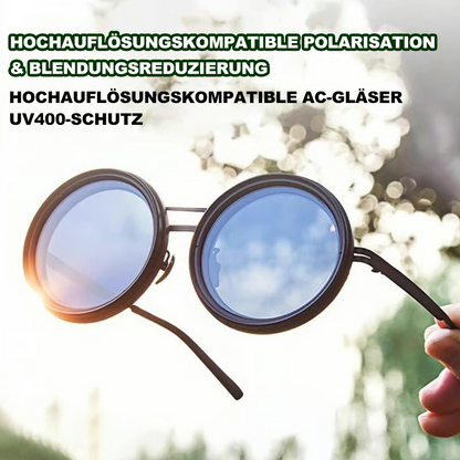 Verstellbare getönte runde polarisierte Gläser Retro-Sonnenbrille