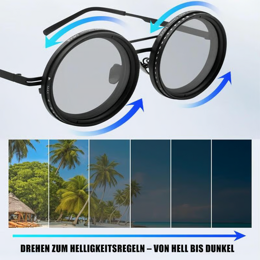 Verstellbare getönte runde polarisierte Gläser Retro-Sonnenbrille