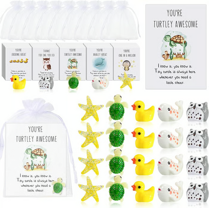 50 Sets Mitarbeiter-Anerkennungsgeschenke – Lustige Harztiere mit Dankeskarten (150 Stück)