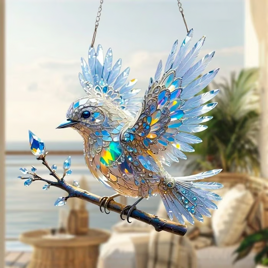 Acryl-Kunstornament „Himmelblauer Vogel