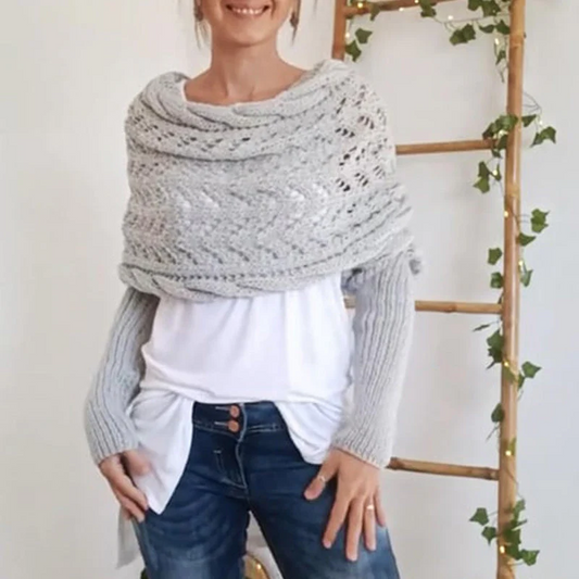 Gestrickter Zopfmuster-Umhang, Bolero für Damen