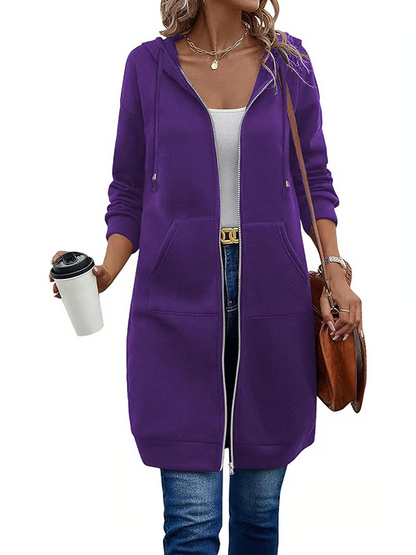 Lässiger Fleece-Kapuzenpullover mit Reißverschluss für Damen