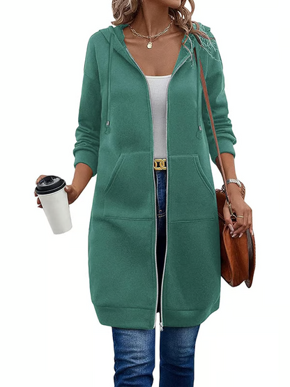 Lässiger Fleece-Kapuzenpullover mit Reißverschluss für Damen