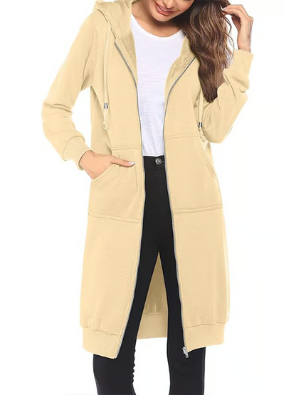 Lässiger Fleece-Kapuzenpullover mit Reißverschluss für Damen