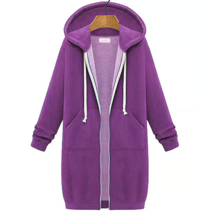 Lässiger Fleece-Kapuzenpullover mit Reißverschluss für Damen