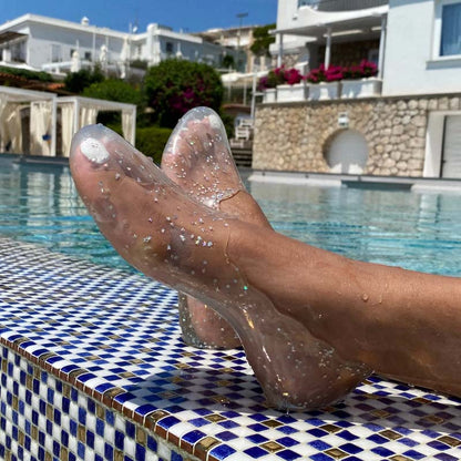 Silver Stars – Transparente Glitzerschuhe