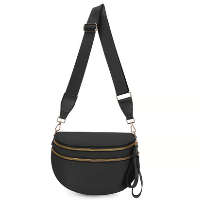 Schwarz-weiß kariertes Nylon-Bauchtasche