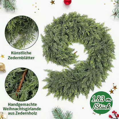 2025 Künstliche Zederngirlande für Weihnachten