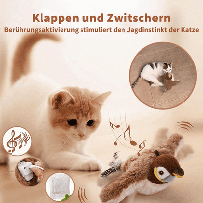 Flappendes Vogel-Katzenspielzeug – USB-aufladbarer und bewegungsaktivierter zwitschernder Vogel